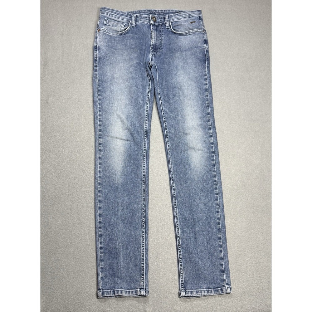 V Dot Rock Fit Skinny Jeans Womens 32x31 Light Wash Distressed Mid Rise Stretch